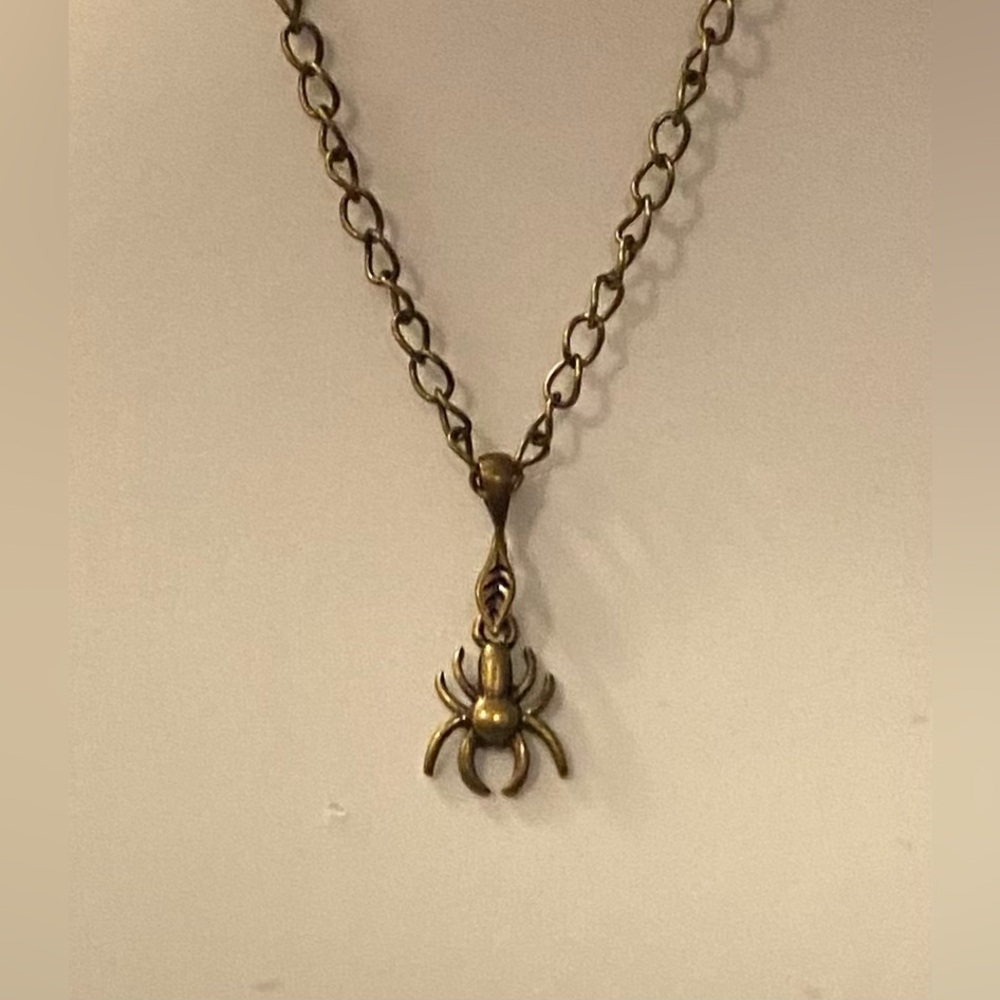 NEW Brass Spider charm necklace